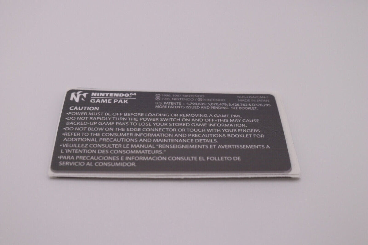 N64 Replacement Back Label – Nintendo 64 Cartridge Rear Sticker, 1–20 Pack