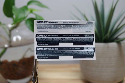 Game Boy Advance Replacement Back Label – GBA Cartridge Rear Sticker