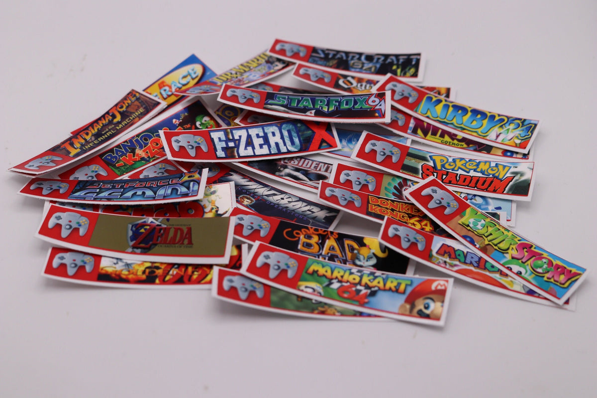 N64 Cartridge Spine Labels – Nintendo 64 Top Label Set, 1–296 Games