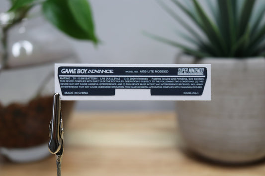 Game Boy Advance Replacement Back Label – GBA Cartridge Rear Sticker