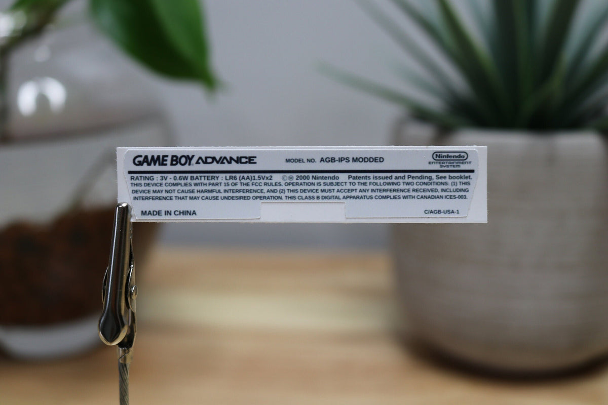 Game Boy Advance Replacement Back Label – GBA Cartridge Rear Sticker
