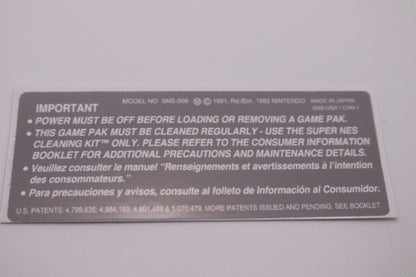 SNES Replacement Back Label – Super Nintendo Cartridge Rear Sticker, 1–20 Pack