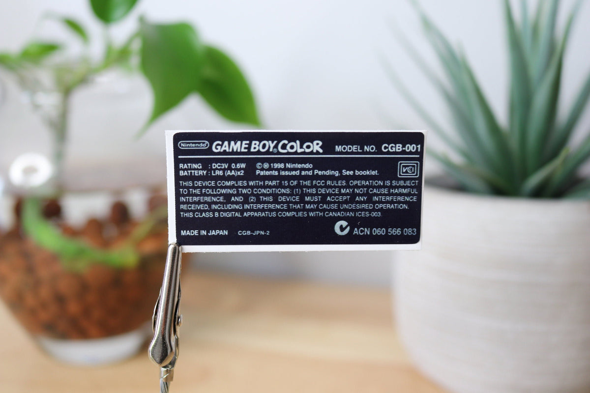 Game Boy Color Replacement Back Label – GBC Cartridge Rear Sticker